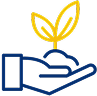 Icon of hand holding a budding plant
