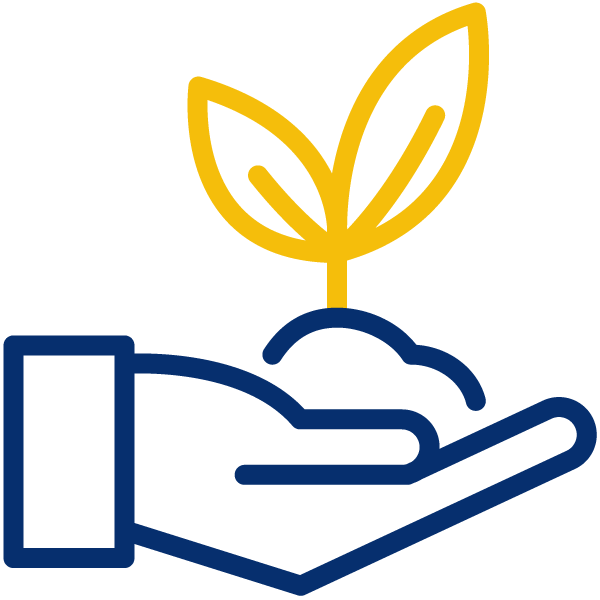 Open hand holding a plant icon