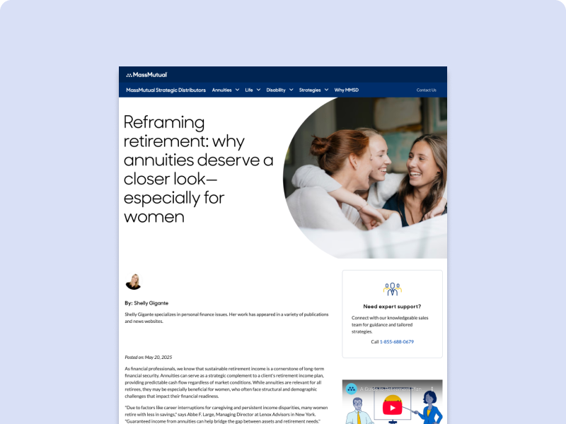 Thumbnail of the "Reframing Retirement for Women with Annuities" blog