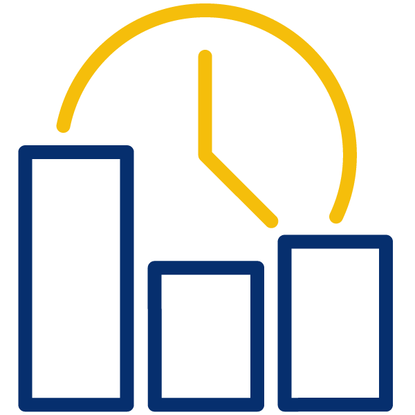 Bar chart and clock icon